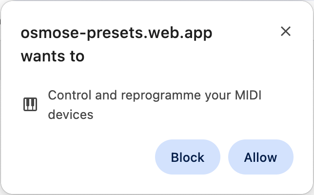 Chrome MIDI warning