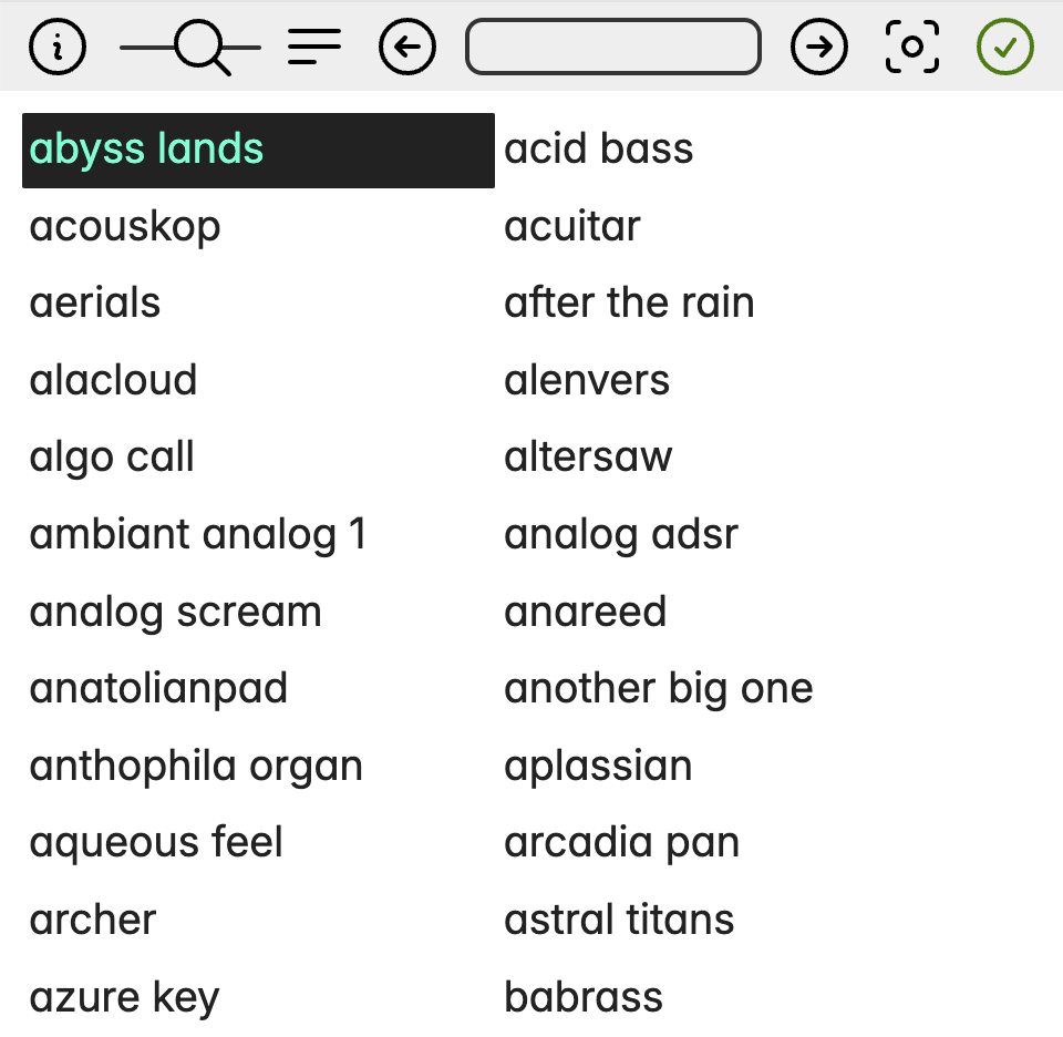 partial preset list on small screen